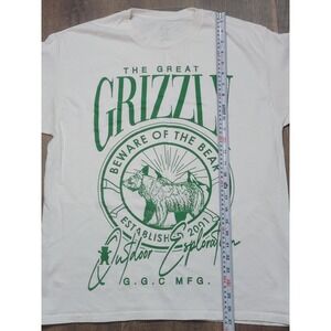Grizzly Bear Outdoor Exploration Graphic T Shirt‎ Green Logo Size L